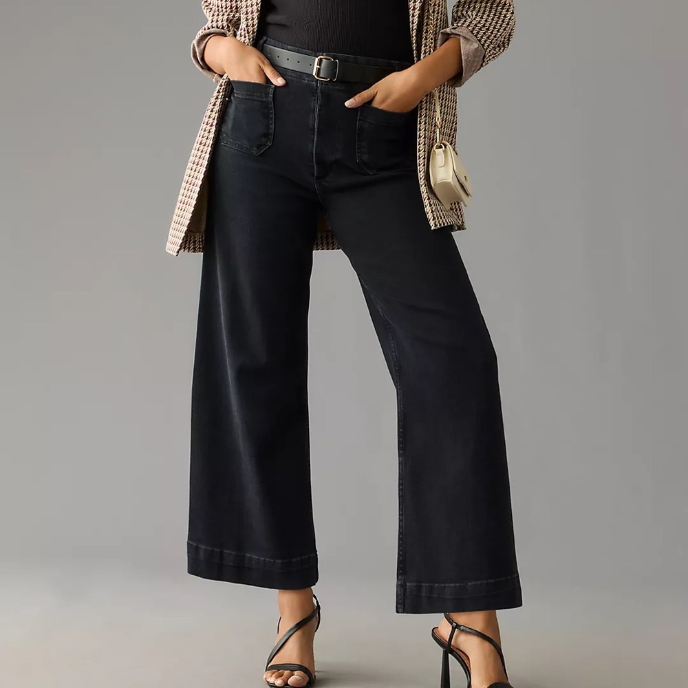 ANTHROPOLOGIE The Colette High-Rise Crop Wide-Leg Jeans by Maeve Sz 24 NWOT